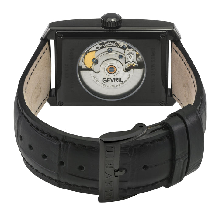 Manhattanhenge Gevril Swiss Made Automatic, Black Case, Black Dial, Black Italia