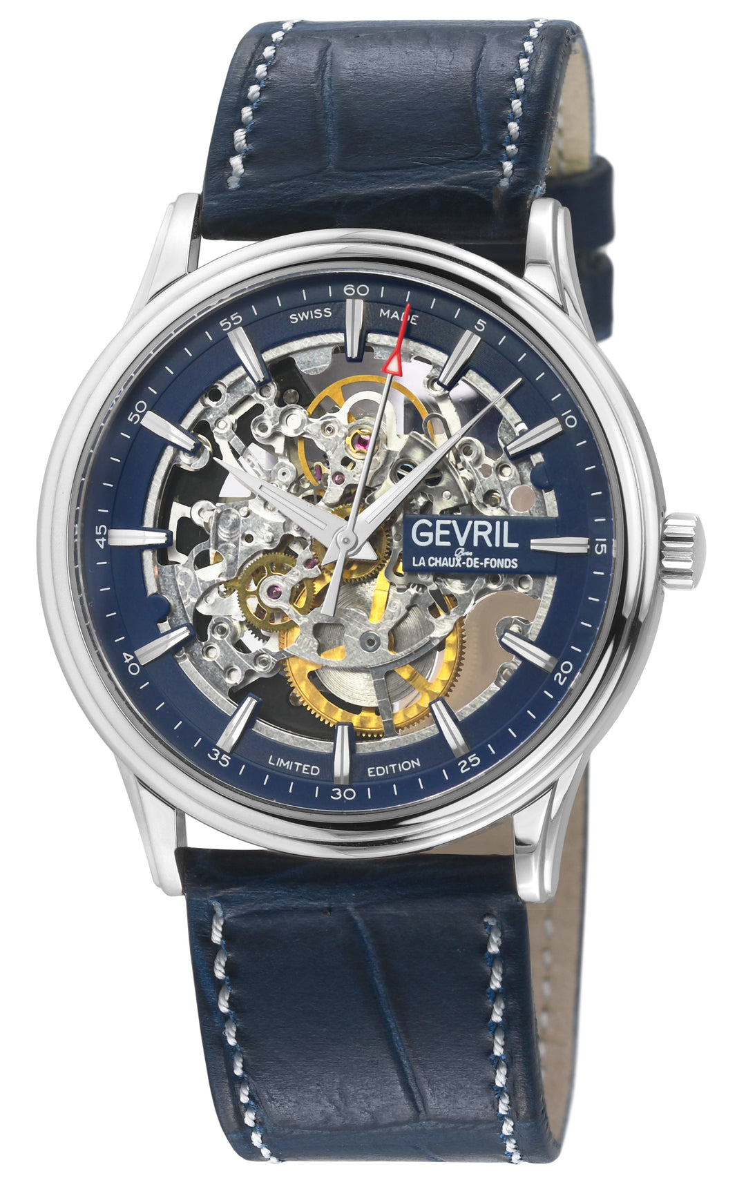 Five Points - Skeleton Slim ETA 2892 movement, Blue Skeletal Dial, Blue Italian 