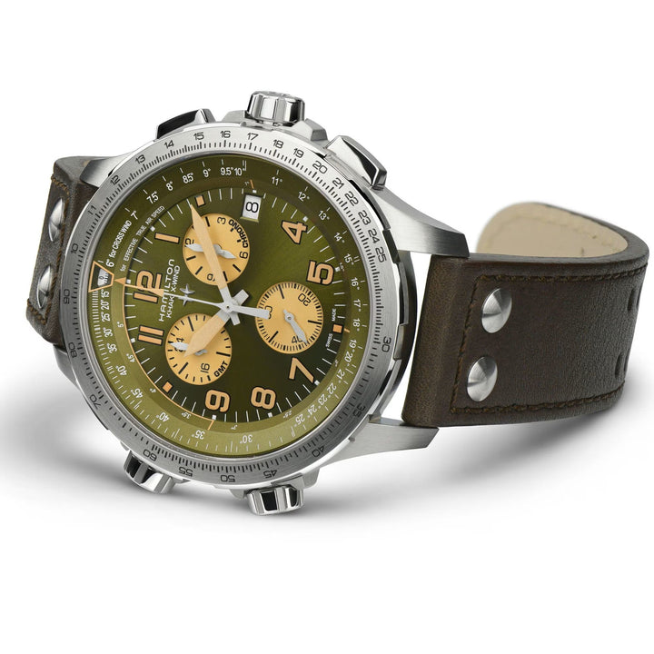 Khaki Aviation Green dial / Brown Leather Strap Green Dial