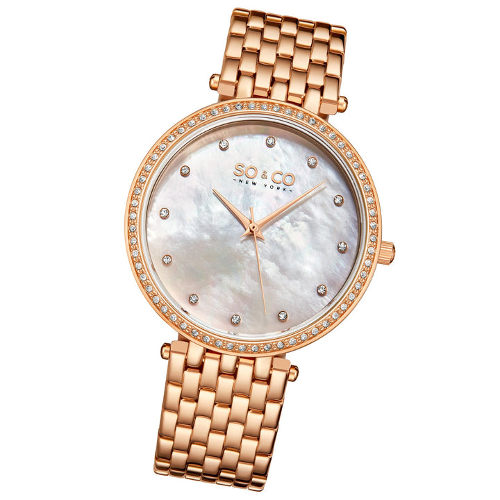 Madison 5334 Silver Mother-of-pearl/ Rose/Gold Toned Bracelet | Mother of Peal D