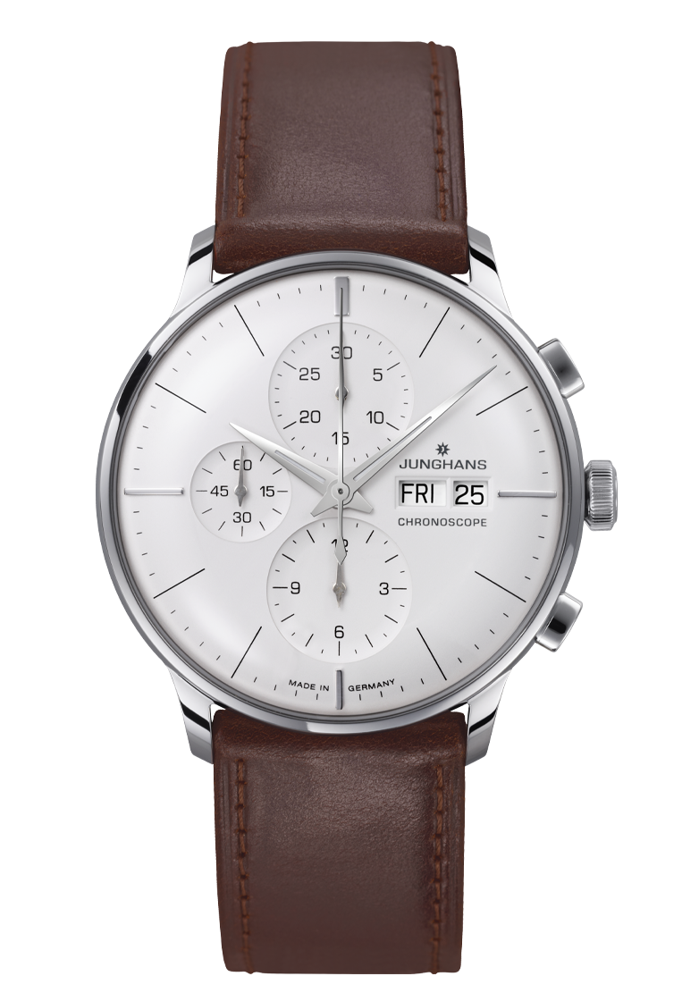 Meister Chronoscope Silver Dial / Brown Horse Leather Strap Silver Dial
