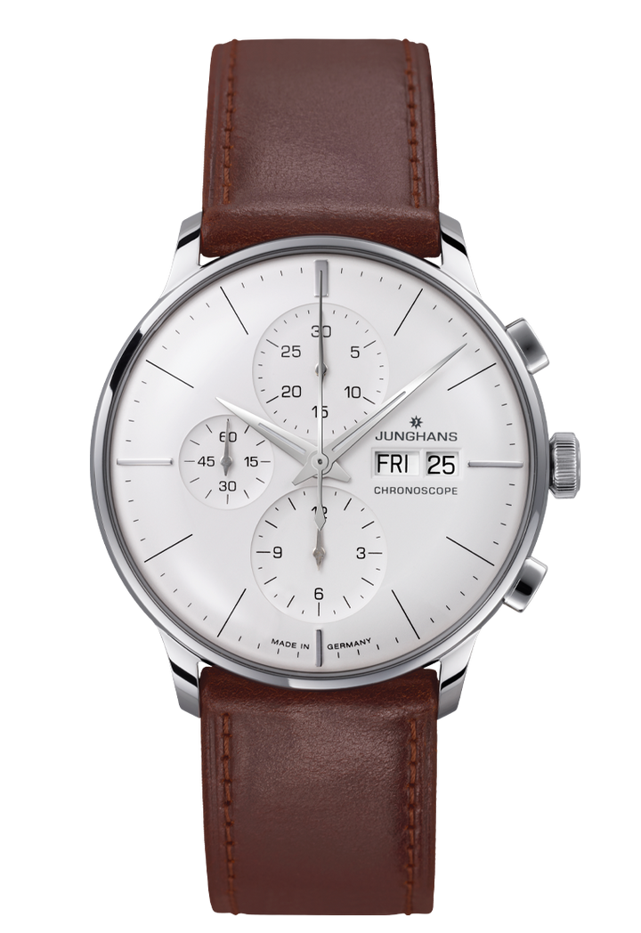 Meister Chronoscope Silver Dial / Brown Horse Leather Strap Silver Dial