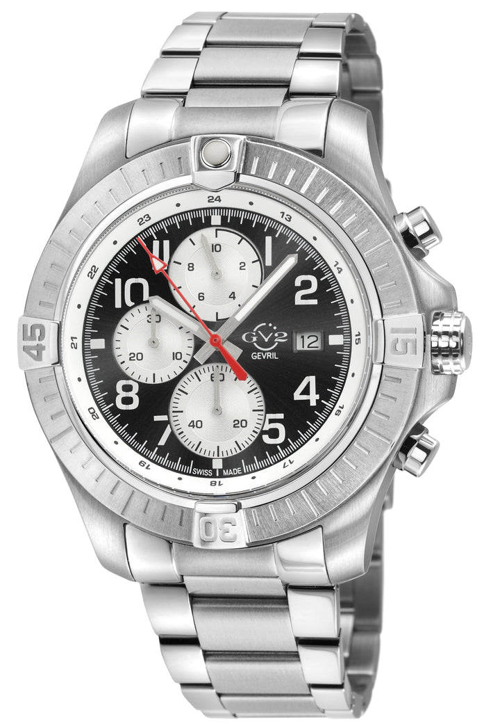 T38 GV2 Swiss Quartz Chronograph, 316L Case, Black Enamel Dial, 316L Bracelet | 
