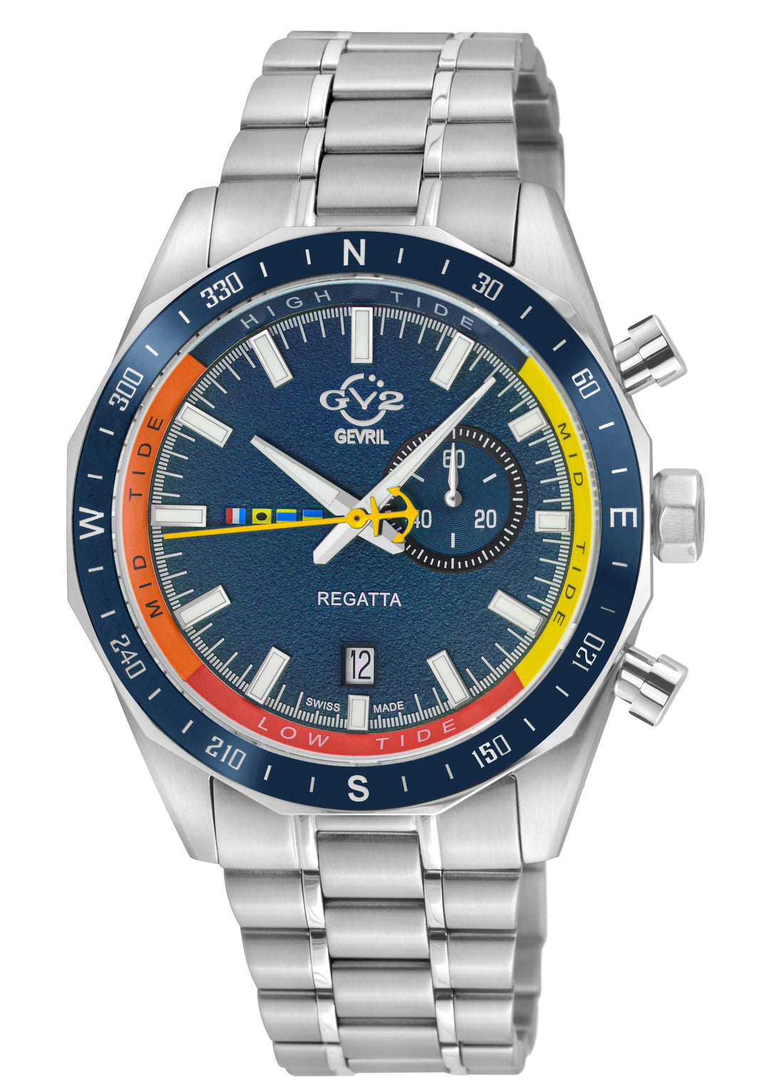 Regatta GV2 Swiss Quartz,Tide cycle indicator, Blue dial, 316L Stainless Steel B