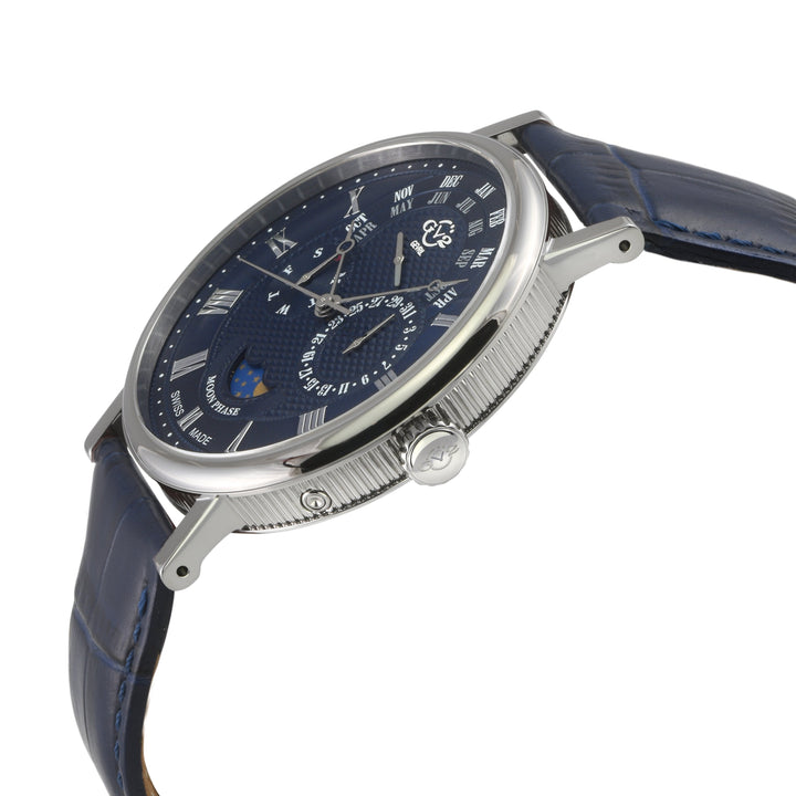 Maestro GV2 Swiss Quartz, 316L Case, Blue Dial, Blue Italian Leather Strap Blue 