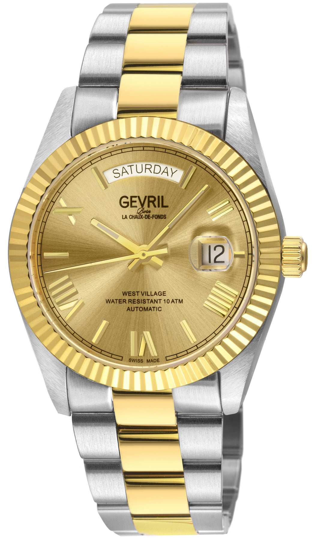 West Village Automatic Gevril Sellita SW240 Swiss Made Automatic Watch Gold dial