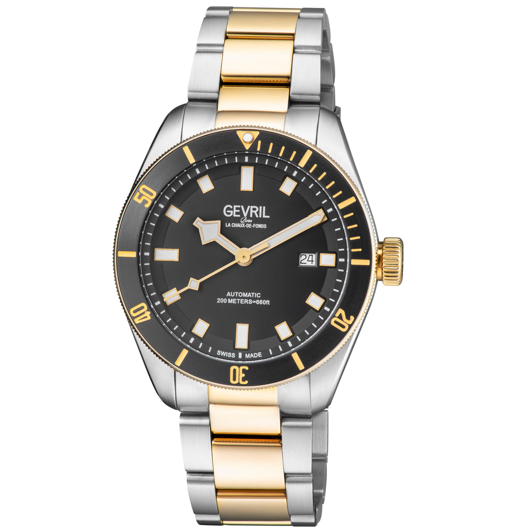 Yorkville Gevril Men's Yorkville Black Dial Sellita SW200 Swiss Automatic Unidir
