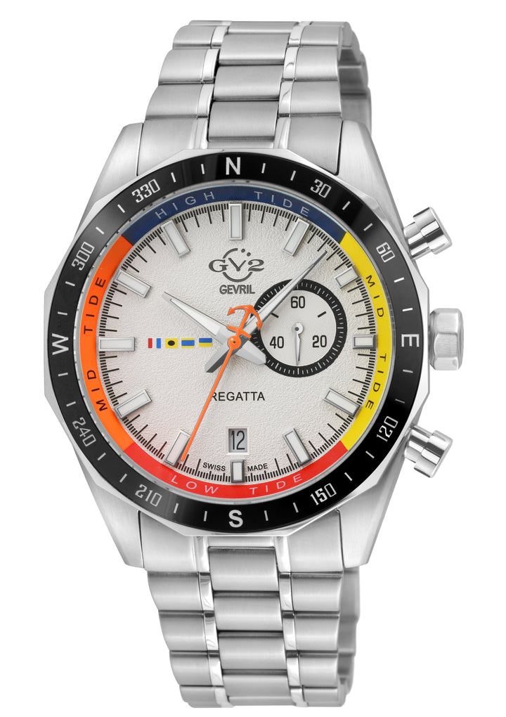 Regatta GV2 Swiss Quartz, Tide cycle indicator, White dial, 316L Stainless Steel