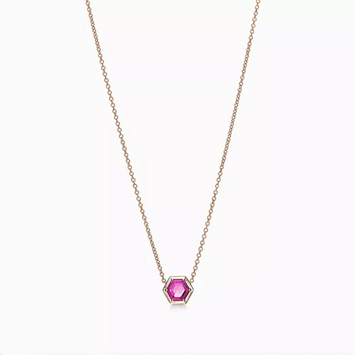 Hexagon Rubylite Necklace