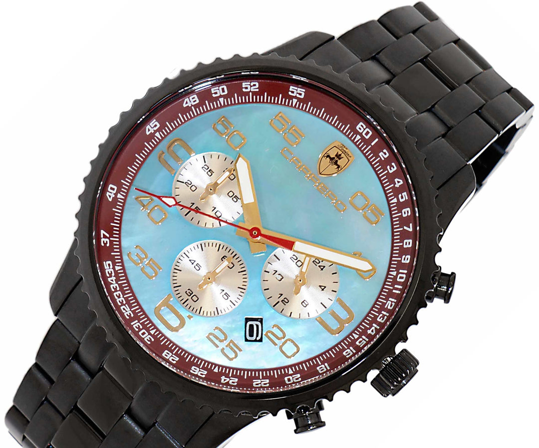 Aureum-MB IP BLACK/BLUE - GOLD Blue & White Dial