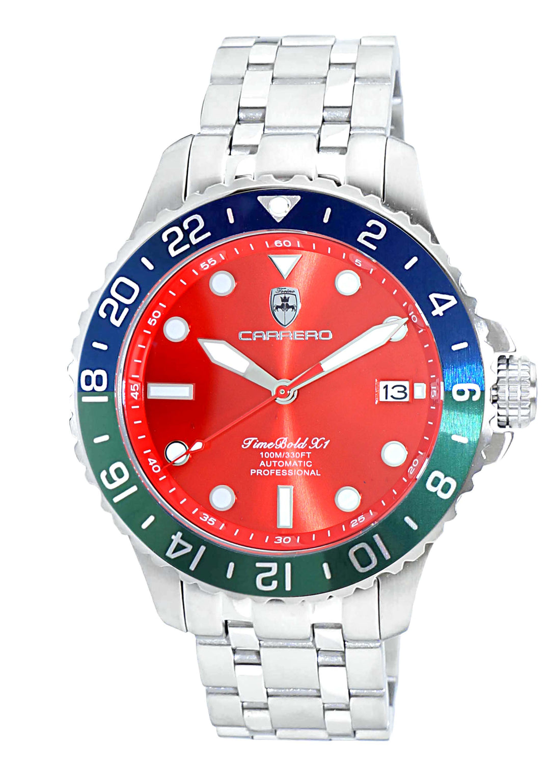 TIME BOLD- X10 BLUE-GREEN/  RED DIAL Red Dial
