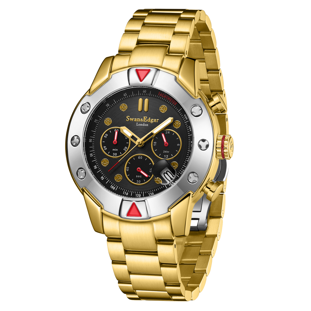 Mechanical Quartz Hybrid Gold/Stainless Steel Black Dial