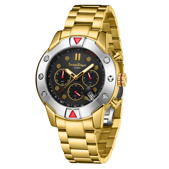 Mechanical Quartz Hybrid Gold/Stainless Steel Black Dial