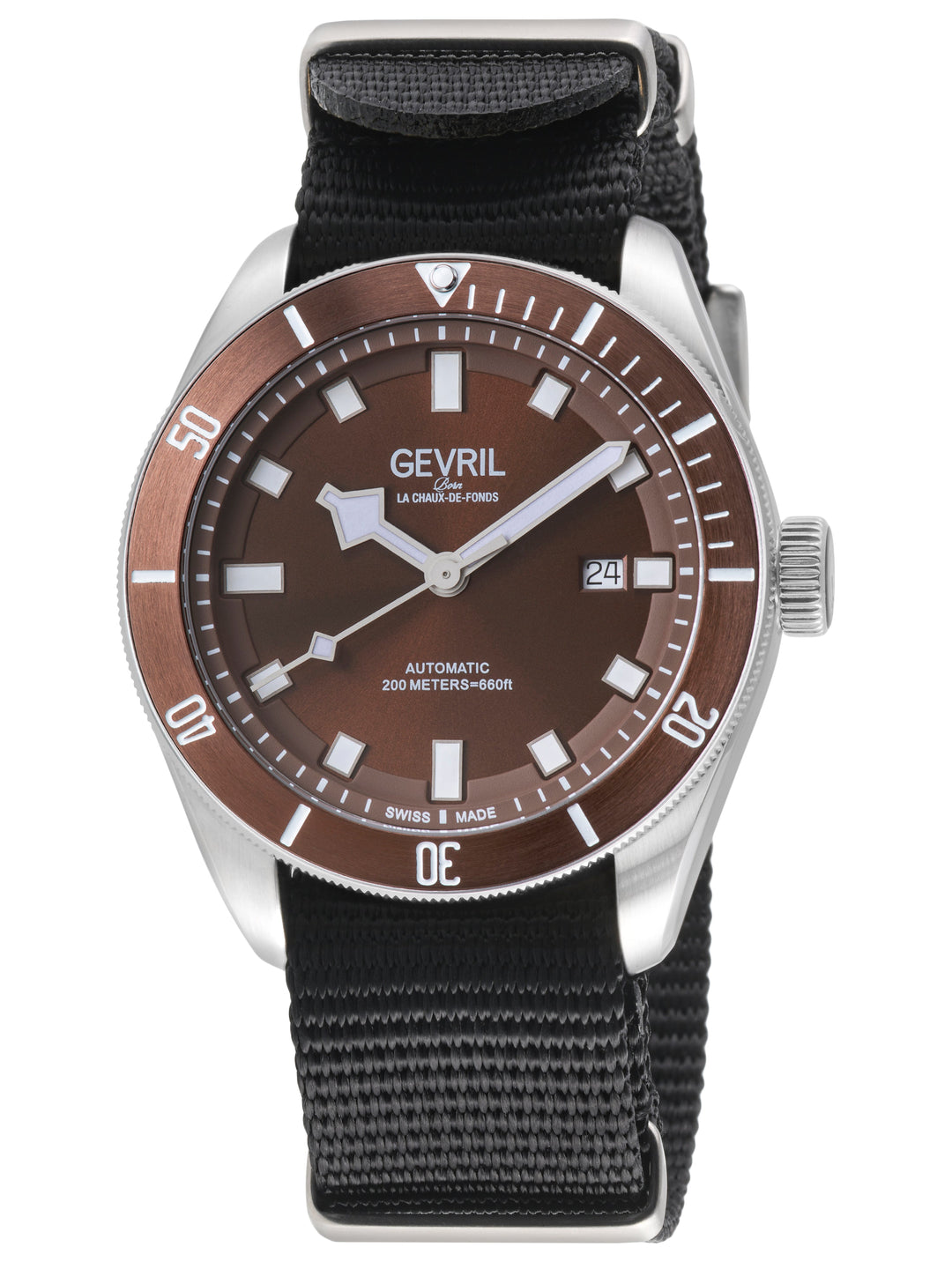 Yorkville Gevril Men's Brown Dial Sellita SW200 Swiss Automatic Unidirectional B