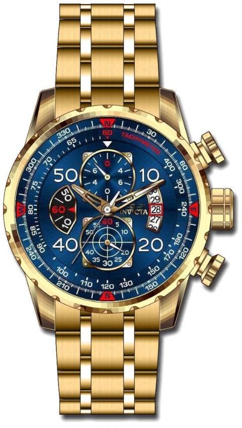 Aviator Chronograph Blue Dial / Gold-Tone Stainless Steel Bracelet Blue Dial
