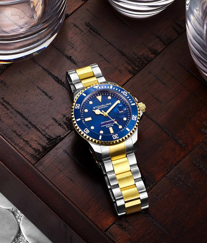 Aquadiver Blue Dial/ Silver Gold Stainless Steel Swiss Auto | Blue Dial