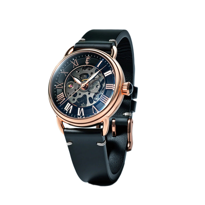 Investigator 40 Ink Black / Black  Leather Strap Black Dial