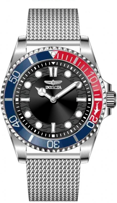 Pro Diver Men Black Dial / Stainless Steel Mesh Bracelet Black Dial