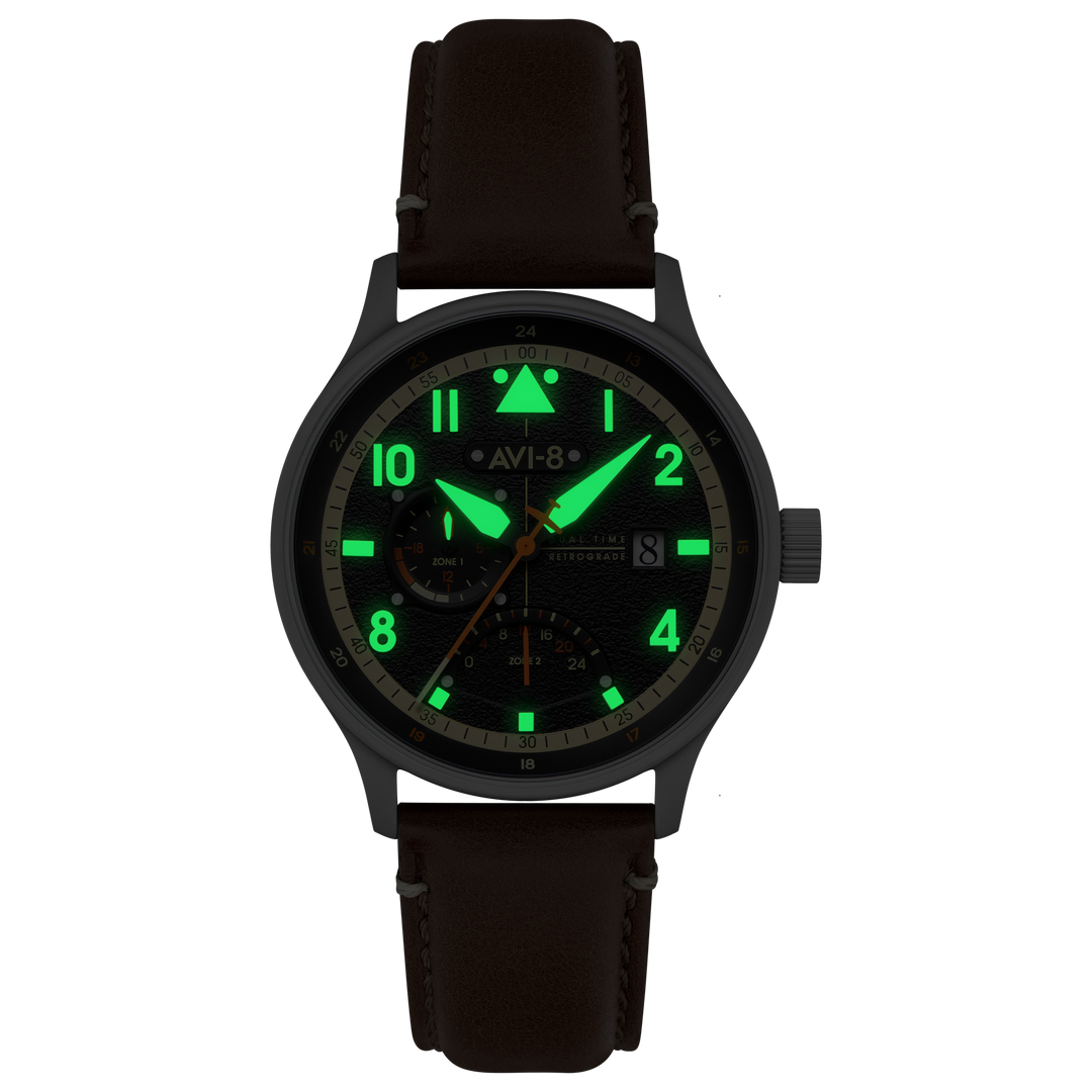 Mckellar Dual Time Black / Leather | Black Dial