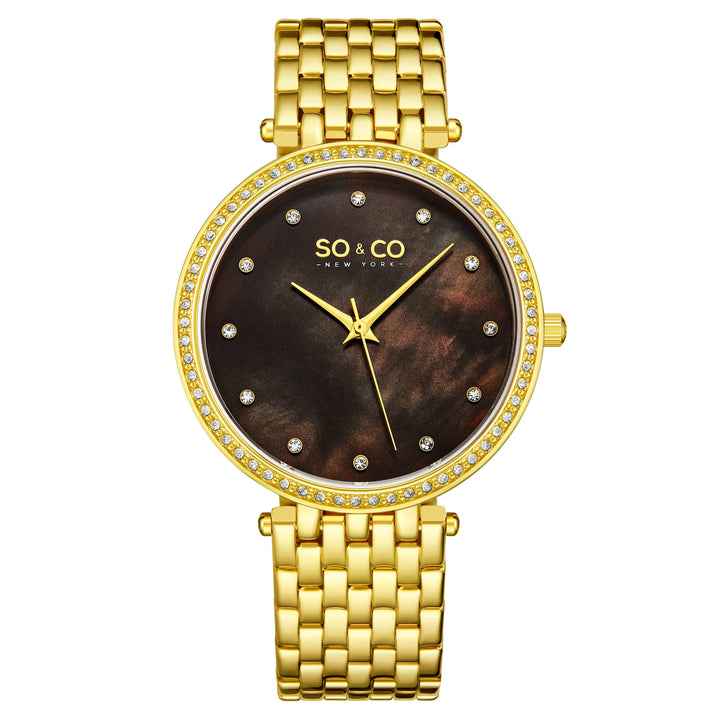 Madison 5334 Black Mother-of-pearl/ Gold Toned Bracelet | Black Mother of Pearl 