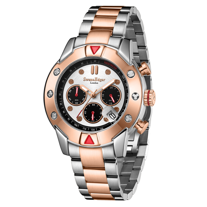 Mechanical Quartz Hybrid Silver Dial Two-Tone Bracelet Steel/Rose Gold Case Chro