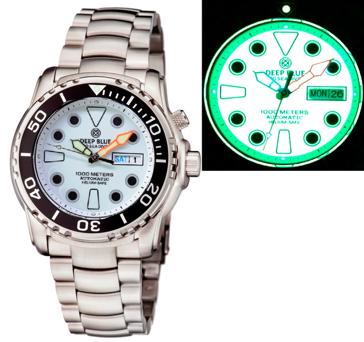 Pro Sea Diver II 44mm  White dial Green Full  Lume White Dial