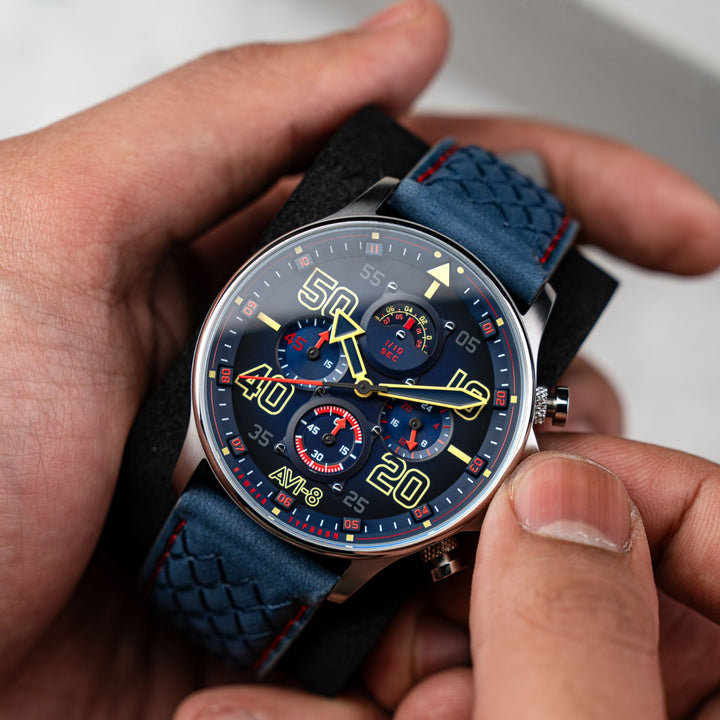 Coningham Chronograph Blue / Leather Blue Dial