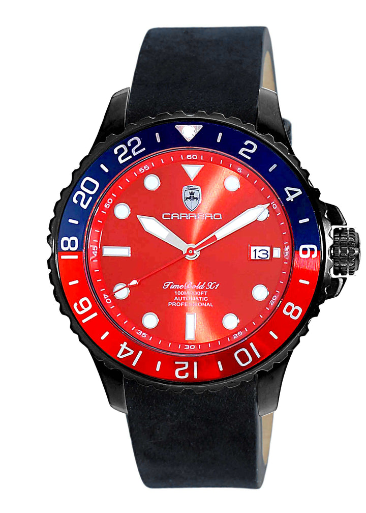 TIME BOLD- X4 BLUE/RED - BLACK SUEDE Red Dial