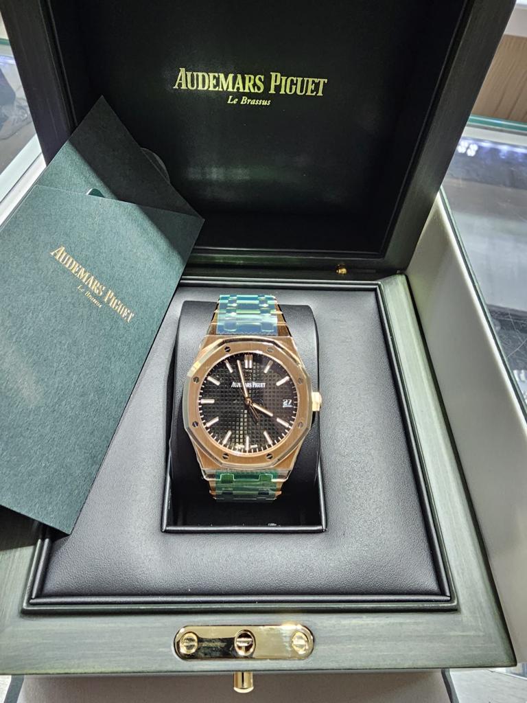 Audemars Piguet ROYAL OAK 41MM BLACK DIAL 18K PINK GOLD Ref. 15510OR.OO.1320OR.04 MENS WATCH