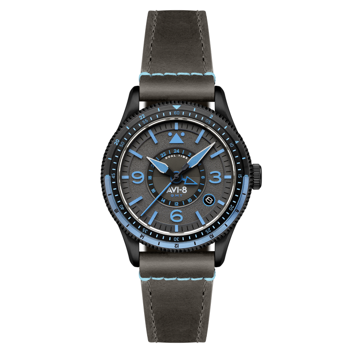 FLYBOY AIRMASTER GMT AUTOMATIC Grey / Leather | Grey Dial