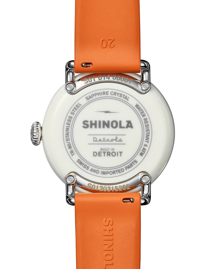 Detrola 3HD 41mm, Orange Rubber Strap AquGrn Aqua Green Dial