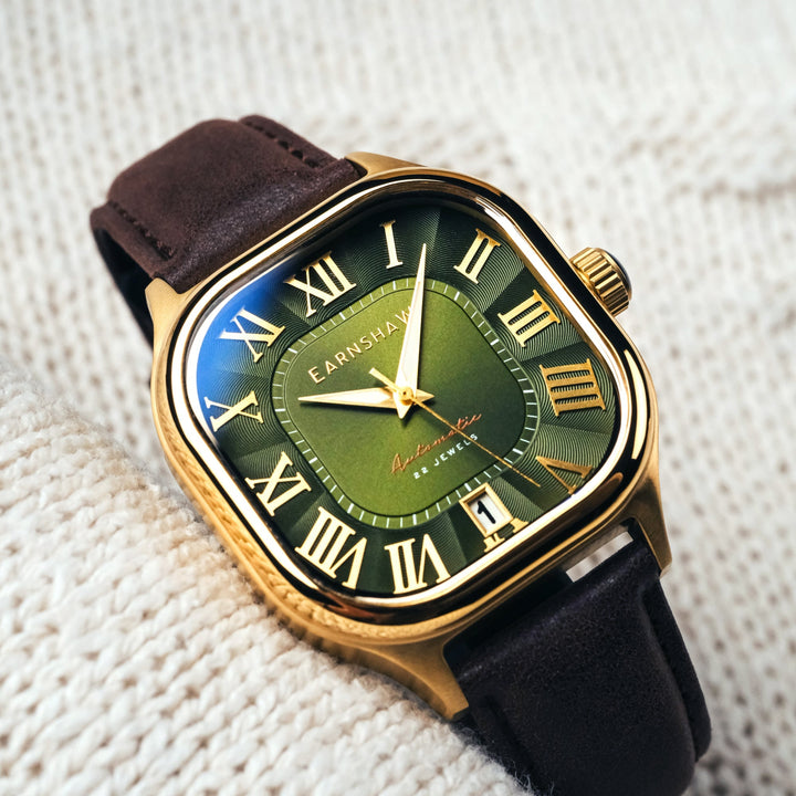 Coussin Automatic Green / Brown Genuine Leather | Green Dial