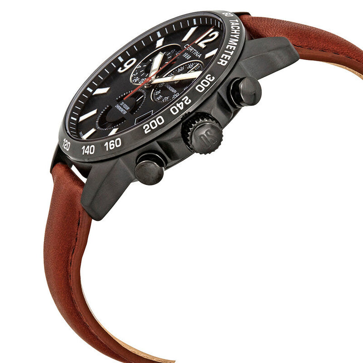 DS Podium Chrono GMT Chronograph GMT Black Dial / Brown Leather Strap Black Dial