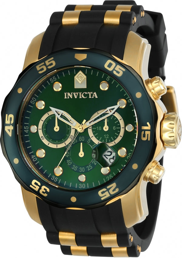 Pro Diver Chronograph Green Dial / Two-Tone Black / Gold Silicone And Stainless 