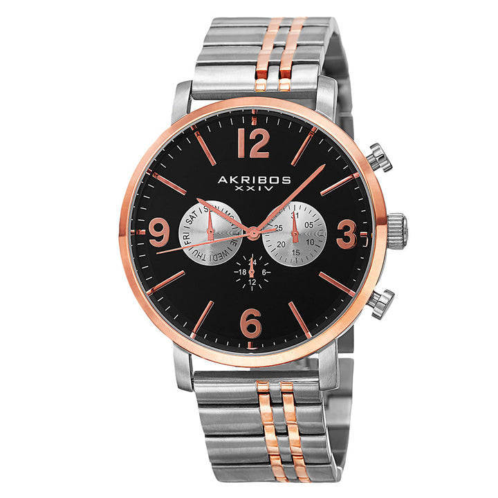 AK782TTR-Casual Steel, Rose Gold/Stainless Steel | Black Dial