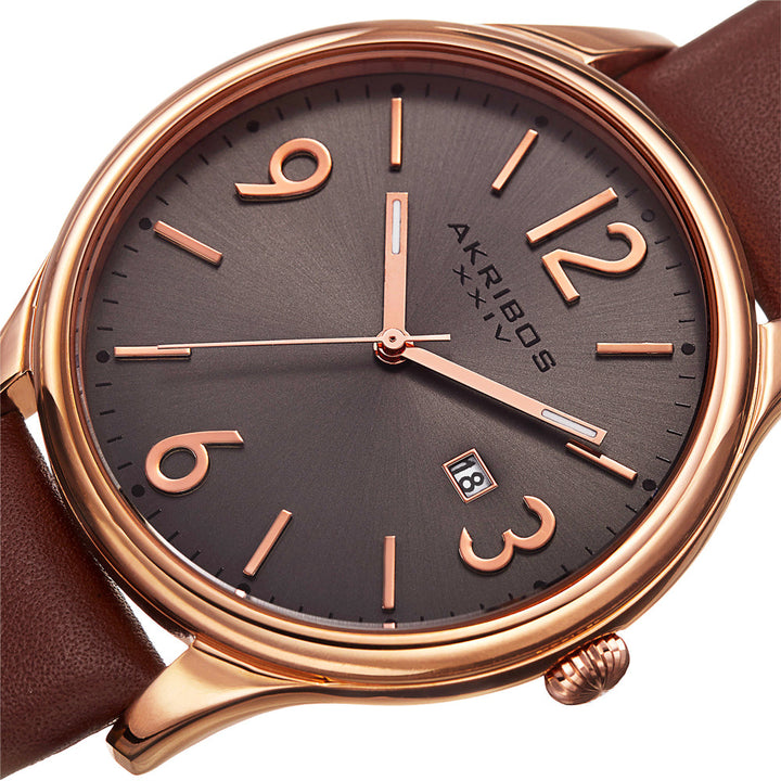 AK869RG-Casual Brown/Leather | Silver Dial