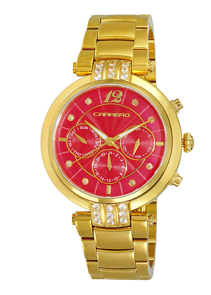 ADELINA COLLECTION Red/Goldtone | Blue Dial