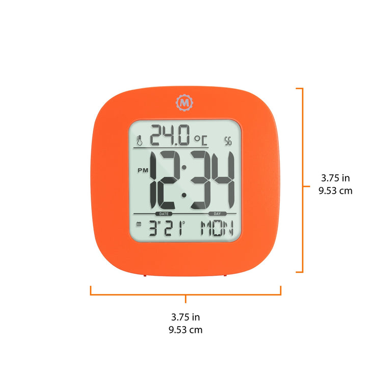 Compact Alarm Clock with Temperature and Date Clock, LCD, Alarm, Mini, Orange (2