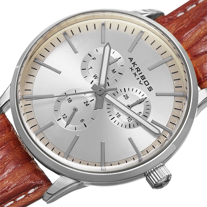 Omni Silver Tone/Silver Tone Alloy/Leather | Silver Dial