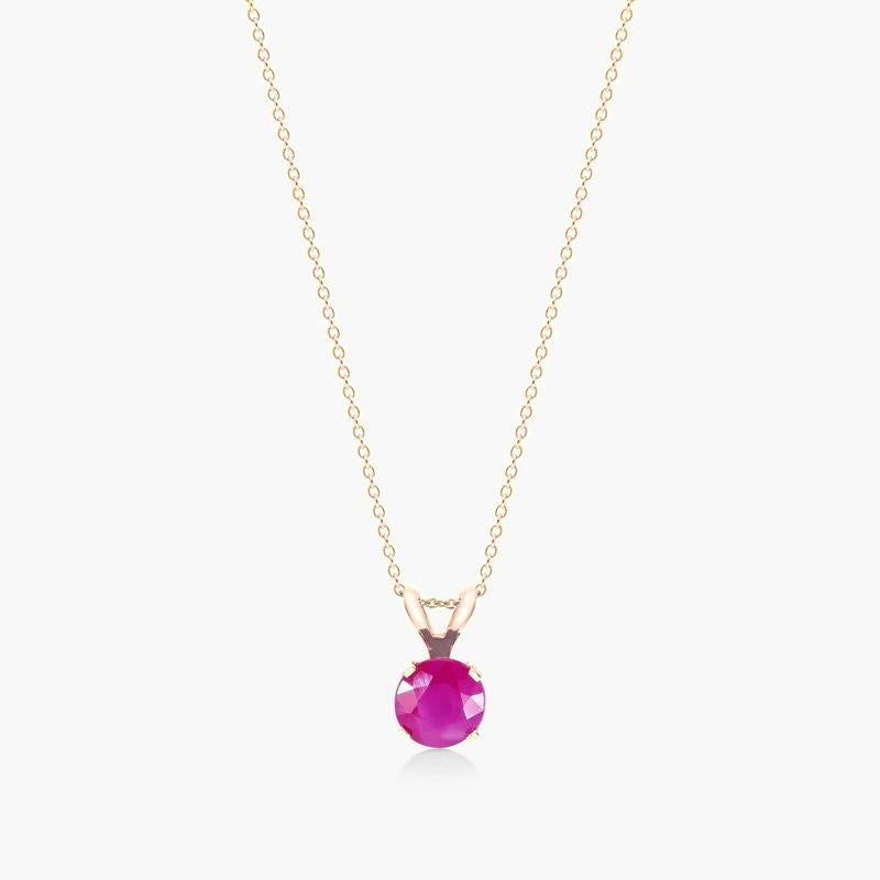 Pinkish Ruby Solitaire Necklace