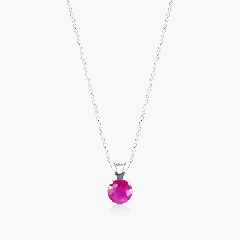 Pinkish Ruby Solitaire Necklace