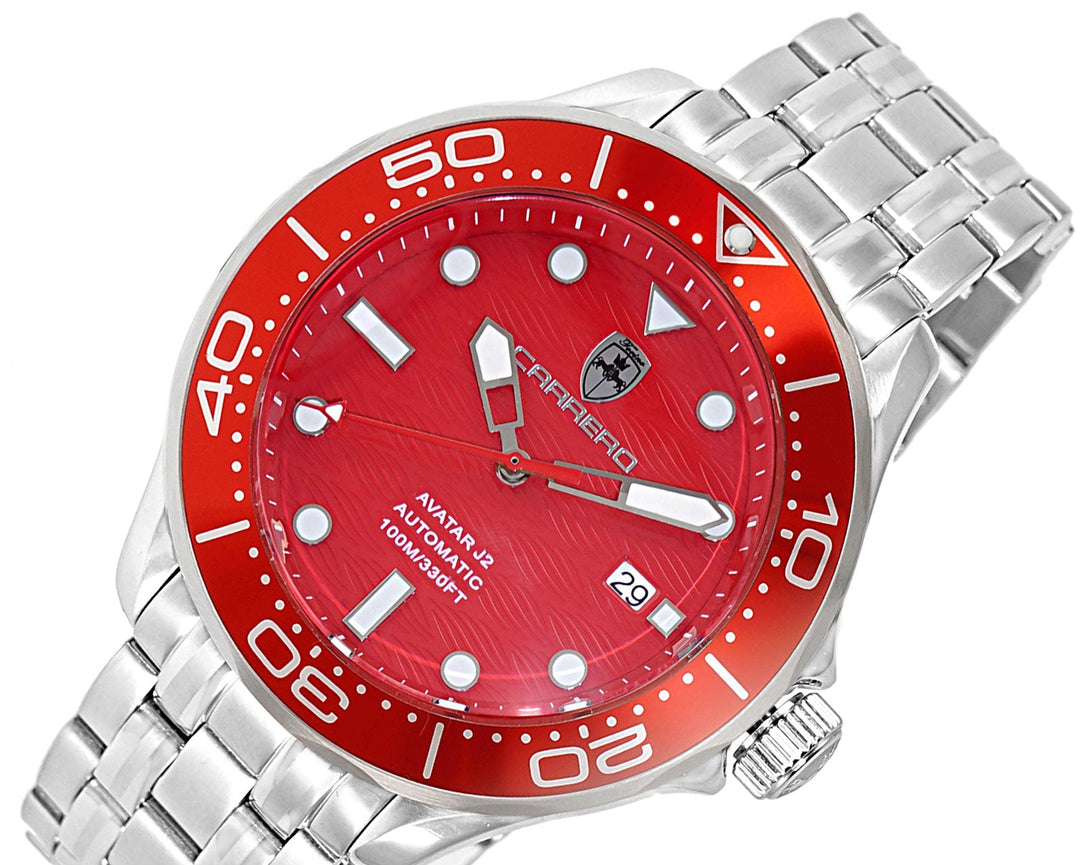 AVATAR-J2 Silvertone/Red | Red Dial