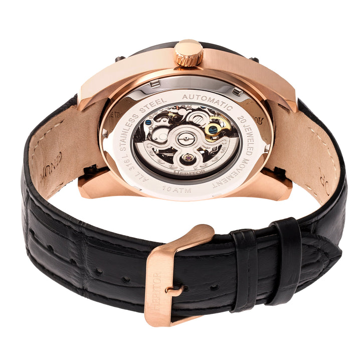 Daniels Genuine Leather Rose Gold/Black | Black Dial