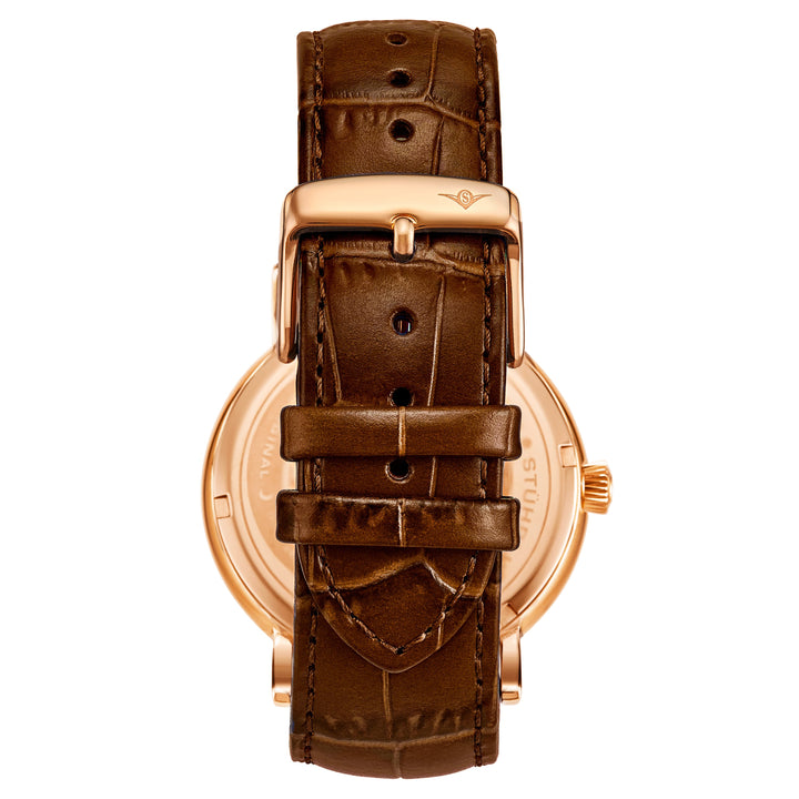 Symphony Rose Gold case/Leather strap/ Brass Dial | Black Dial