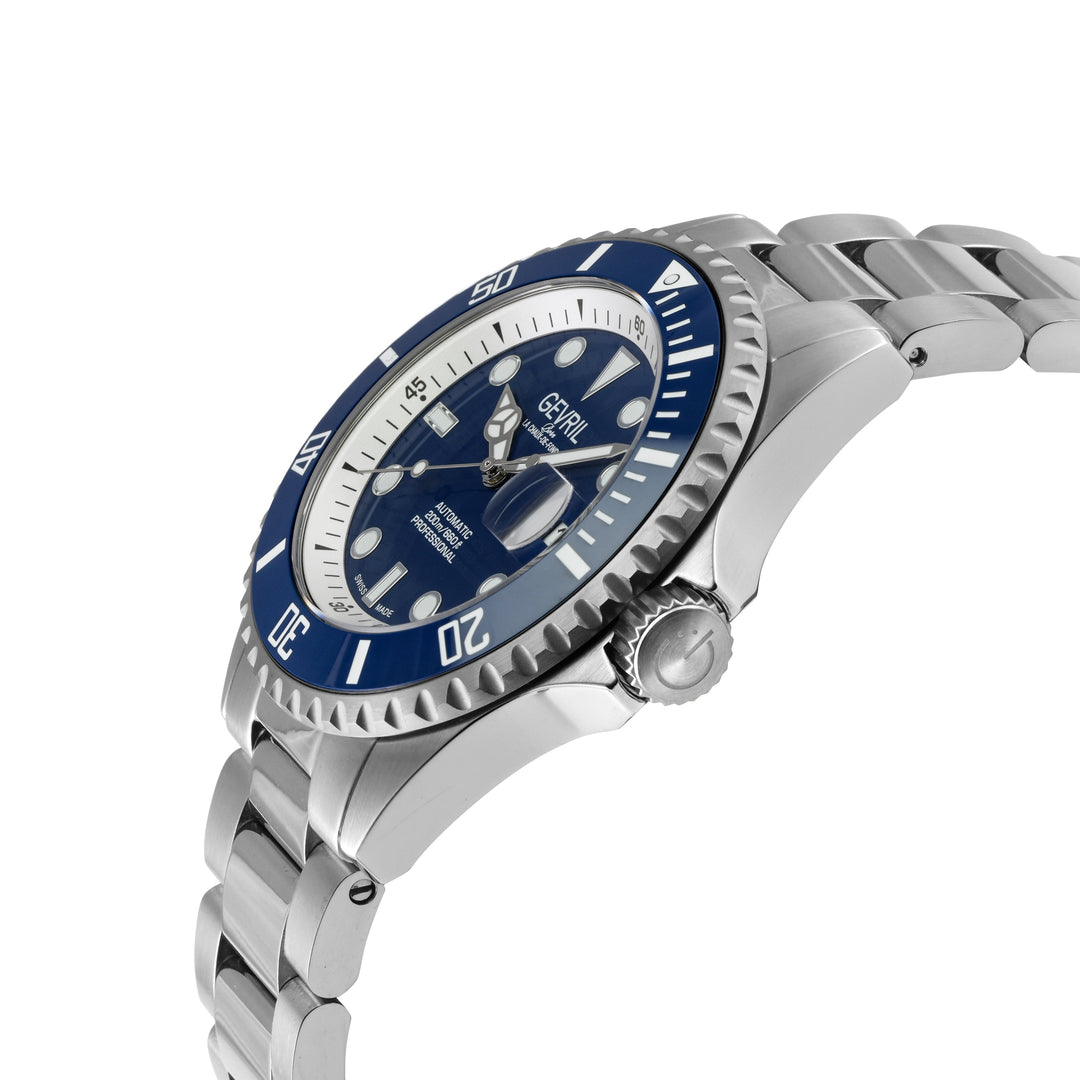 Wall Street Gevril Swiss Made SW200-1 Steel Rotating Blue Ceramic Bezel , 316L c