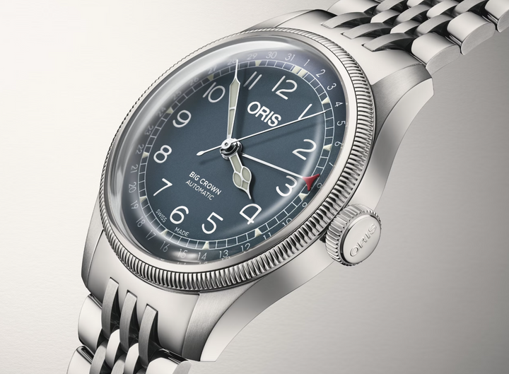 Big Crown Pointer Date Blue/Silver Stainless Steel Blue Dial