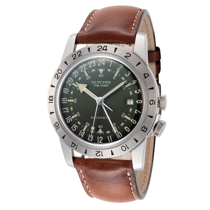 Airman Vintage GMT 40mm / Green / Brown Green Dial