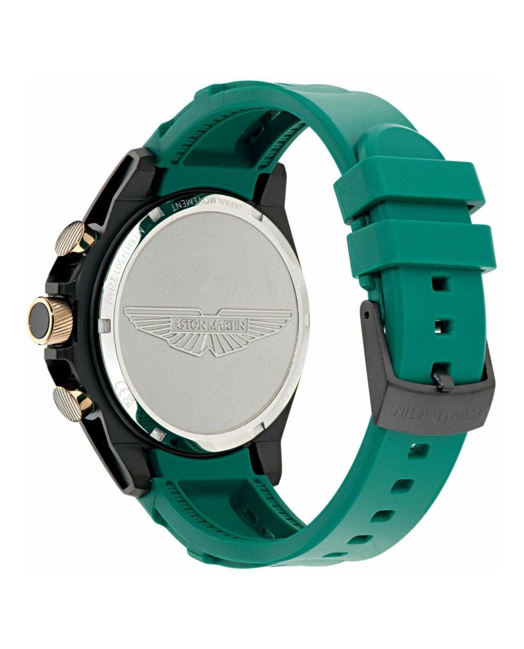 HLC Black IP/Green Silicone Strap Black Dial