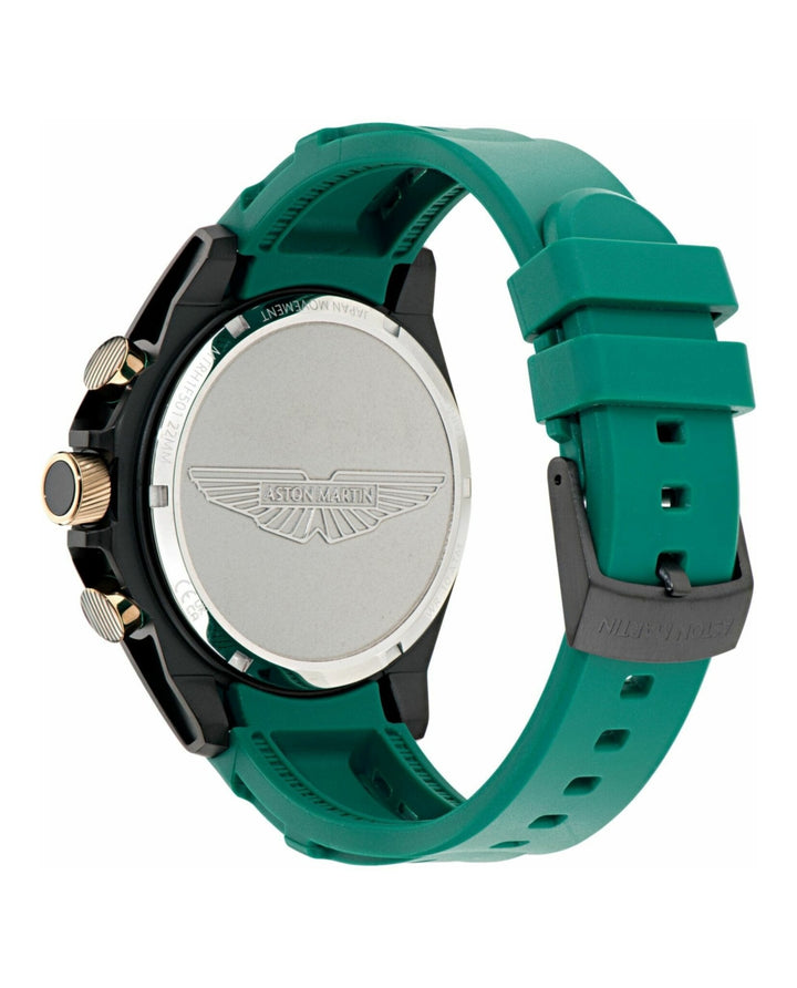 HLC Black IP/Green Silicone Strap Black Dial