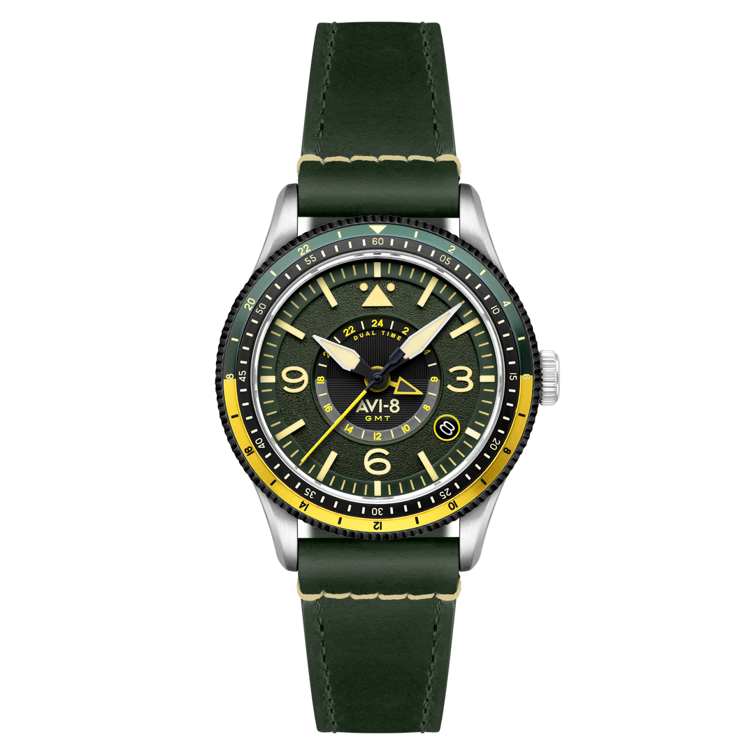 FLYBOY AIRMASTER GMT AUTOMATIC Green / Leather | Green Dial